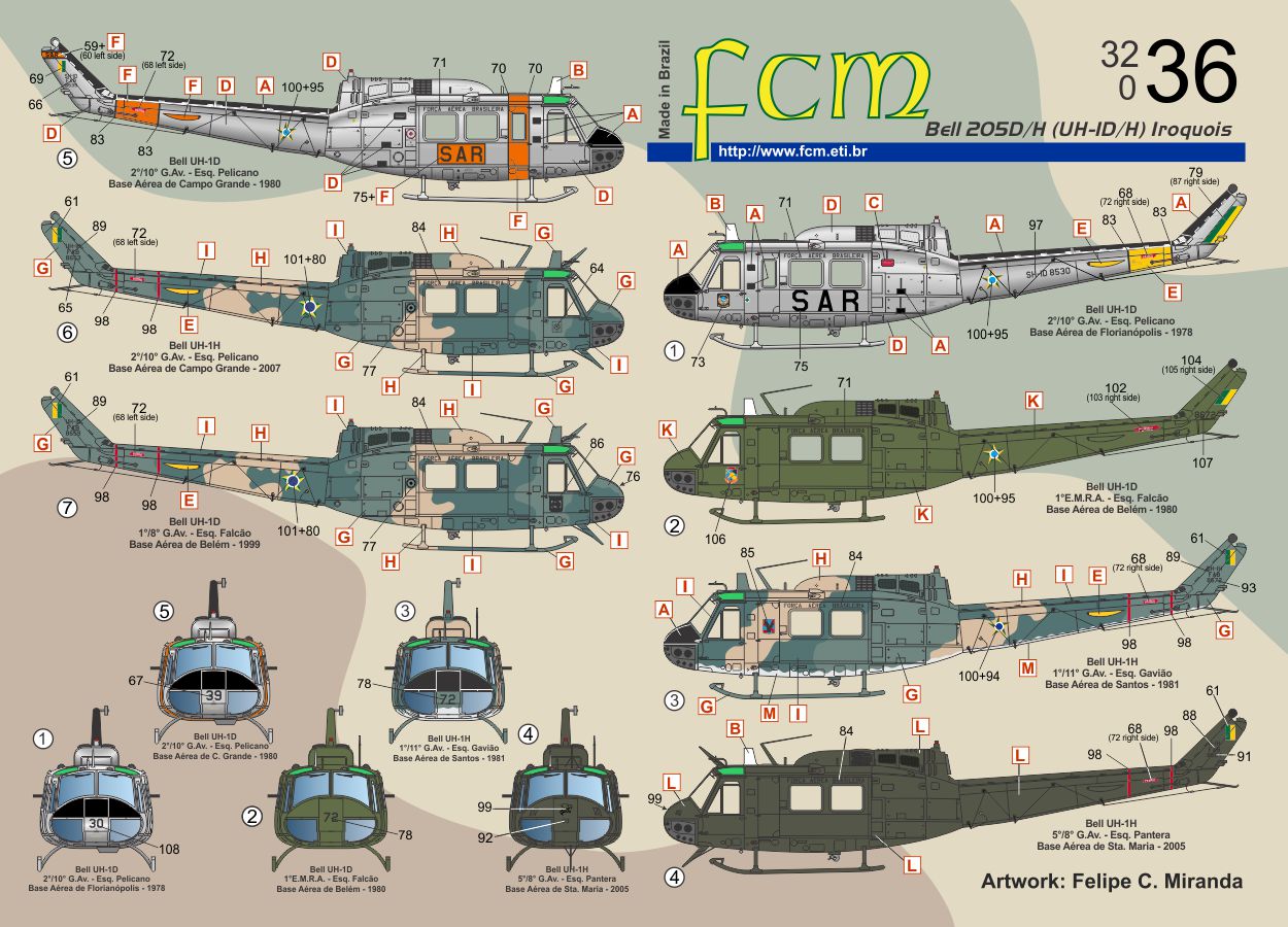 FCM decals 32036 1:32 Bell UH-1D/H (Brasil - seven versions)