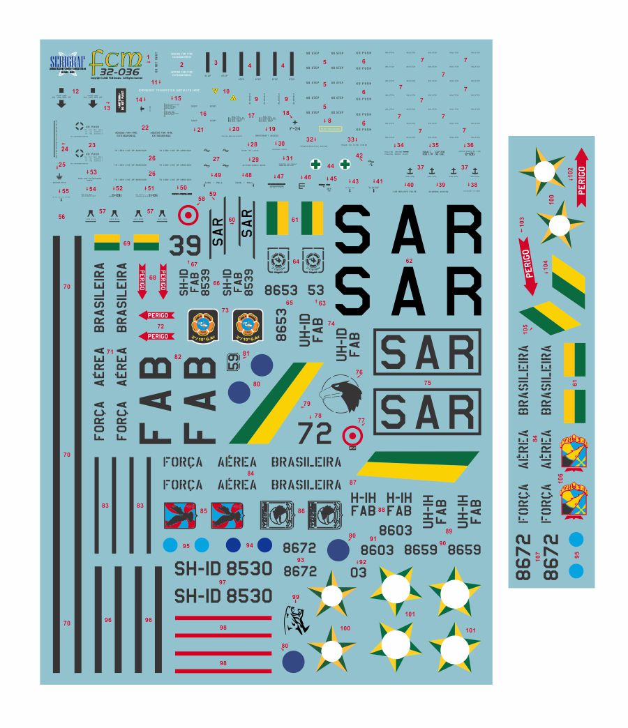 FCM decals 32036 1:32 Bell UH-1D/H (Brasil - seven versions)