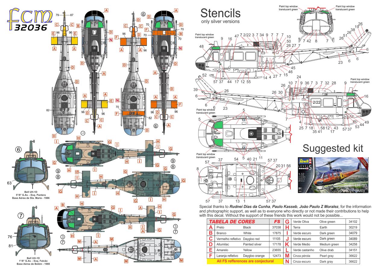 FCM decals 32036 1:32 Bell UH-1D/H (Brasil - seven versions)