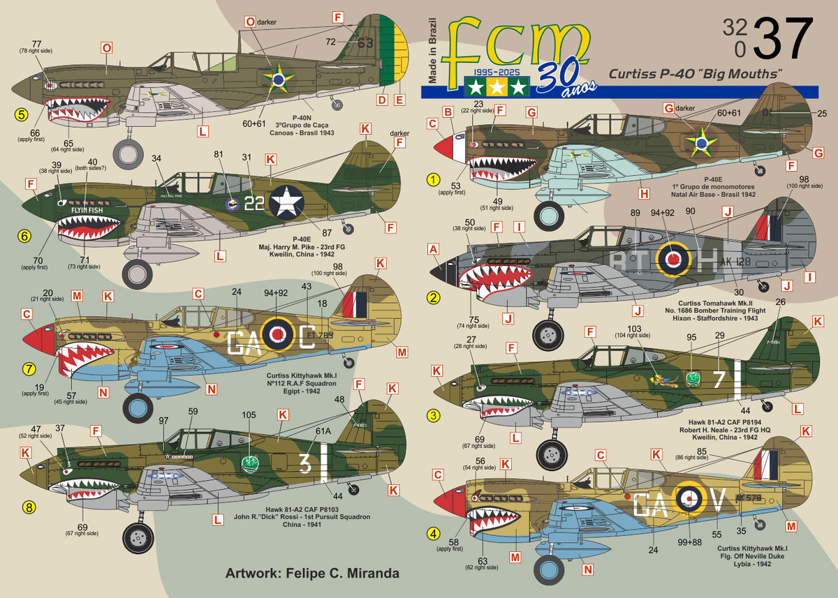 FCM FCM32037 1:32 Curtiss P-40 'Big Mouths' [P-40N P-40E Kittyhawk Mk.I Hawk 81-A2 Tomahawk Mk.II]