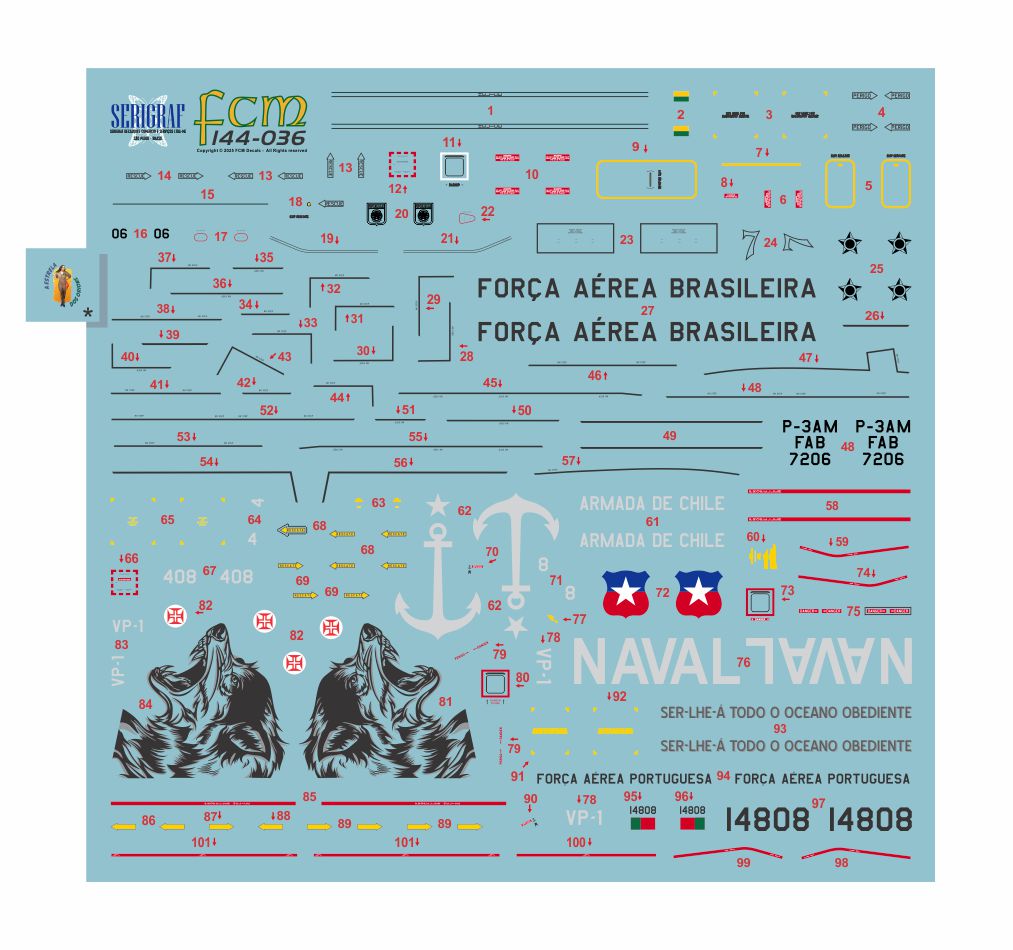 FCM decals 144-036 1:144 Lockeed P-3C orion - Brasil, Chile & Portugal