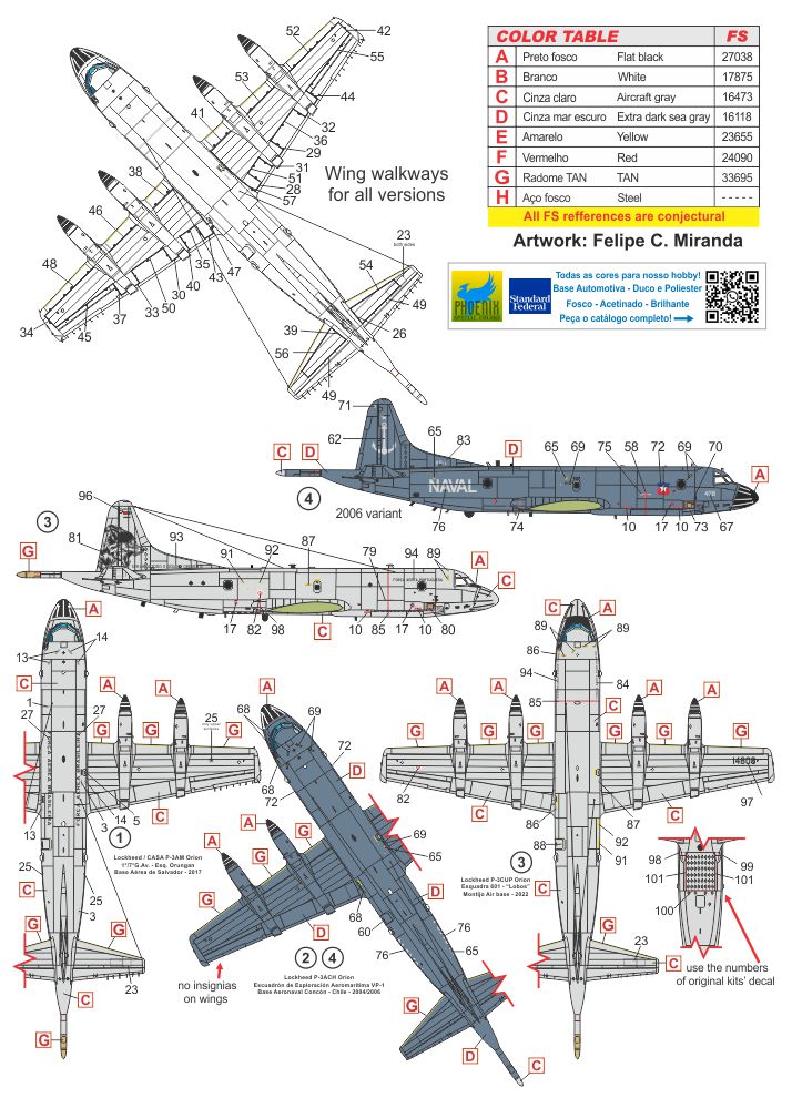 FCM decals 144-036 1:144 Lockeed P-3C orion - Brasil, Chile & Portugal