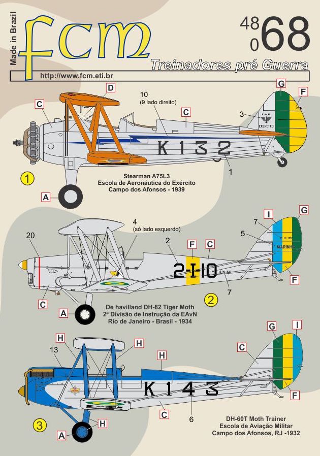 FCM 48-068 1:48 Pre WWII training biplanes - Brazilian Air Force