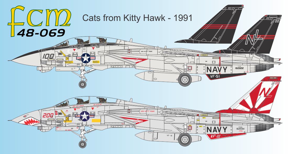 FCM 48-069 1:48 Cats from USS Kitty Hawk - 1991 Grumman F-14B Tomcats