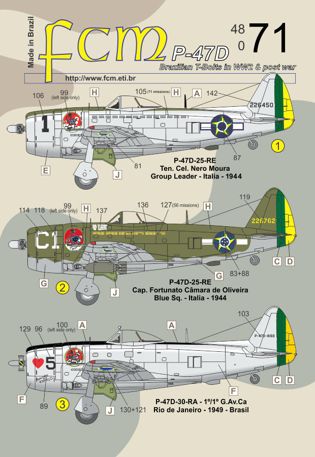 FCM 48071 1:48 Republic P-47D thunderbolt Brazil WW2 & post war - double set