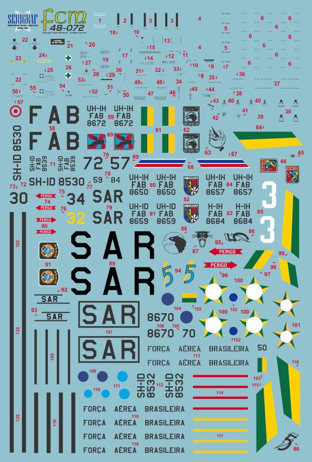 FCM decals 48072 1:48 Bell UH-1D/H (Brasil - nine versions)
