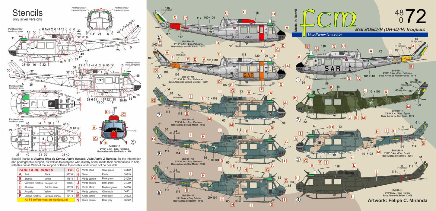 FCM decals 48072 1:48 Bell UH-1D/H (Brasil - nine versions)