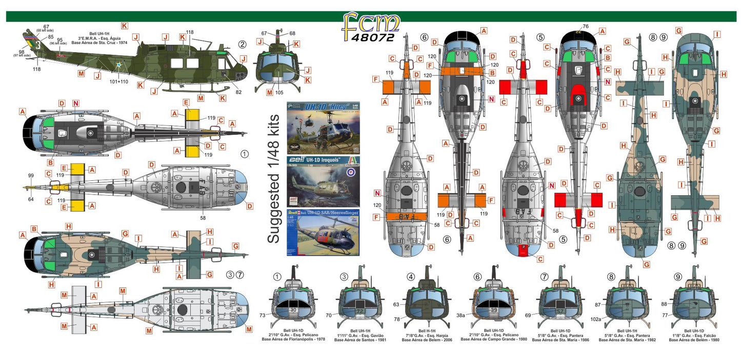 FCM decals 48072 1:48 Bell UH-1D/H (Brasil - nine versions)