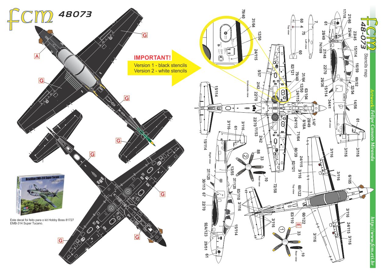 FCM decals 48073 1:48 Super Tucano (Jambock 80 years+ Demonstrator black Tucano)