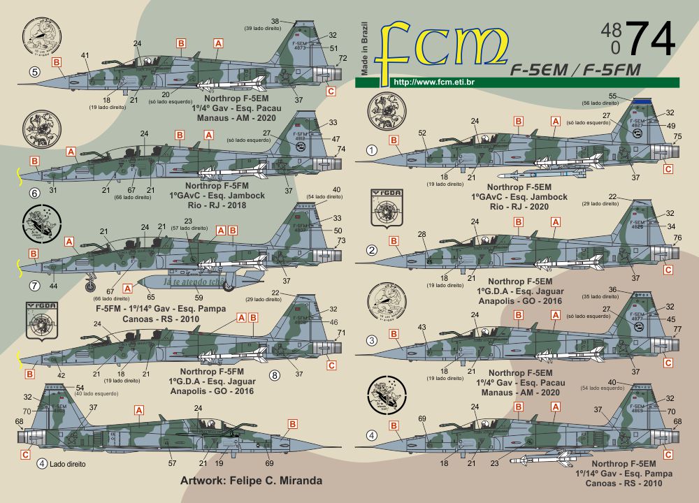 FCM decals 48074 1:48 Northrop F-5EM / F-5FM - Brazilian Air Force