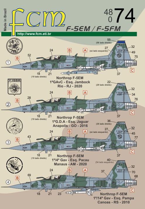 FCM decals 48074 1:48 Northrop F-5EM / F-5FM - Brazilian Air Force