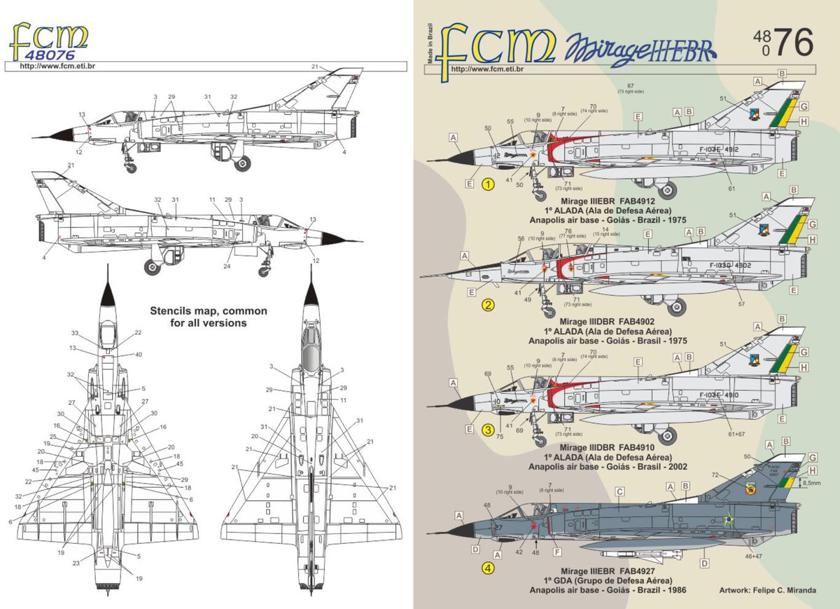 FCM FCM48076 1:48 Dassault Mirage IIID / E early (Brazilian Air Force - 4 versions)..