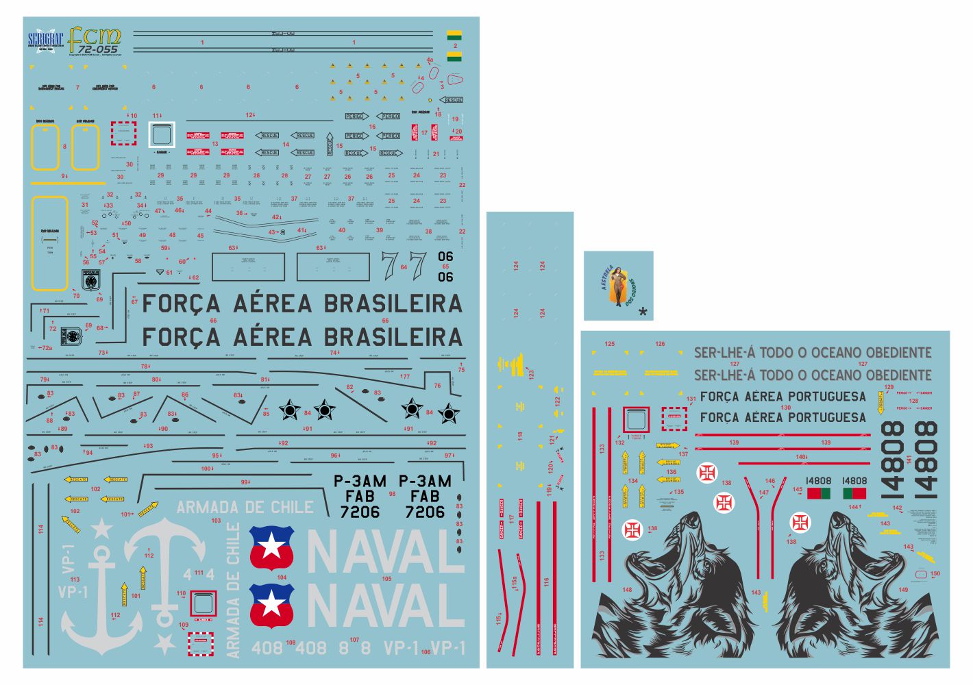 FCM decals 72055 1:72 Lockheed P-3C Orion - Brasil, Chile & Portugal