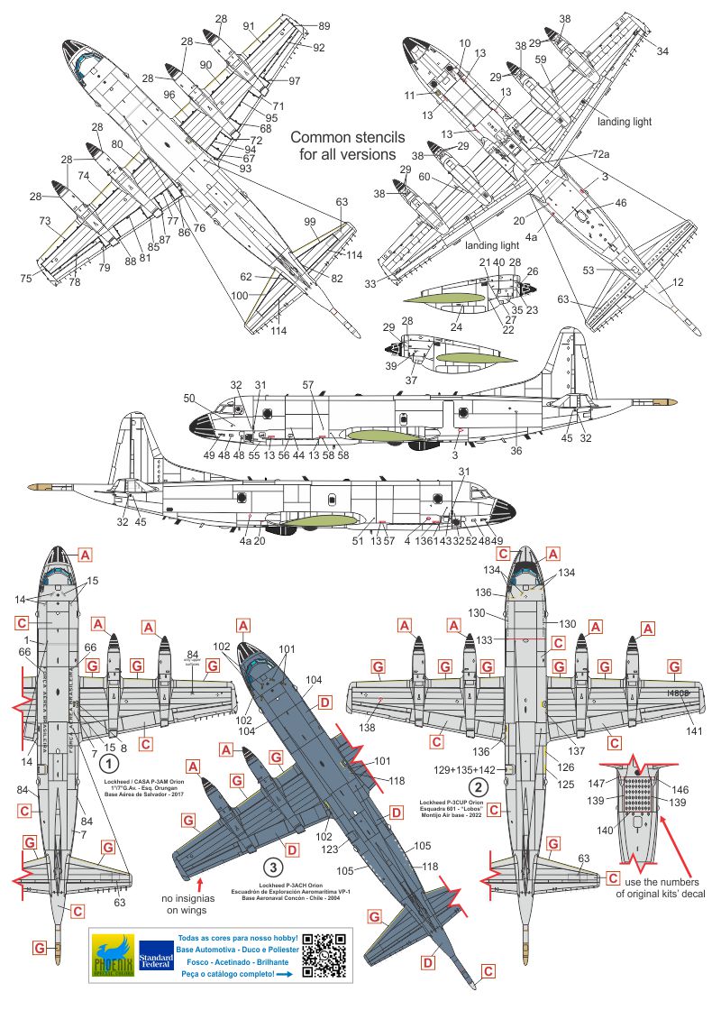 FCM decals 72055 1:72 Lockheed P-3C Orion - Brasil, Chile & Portugal