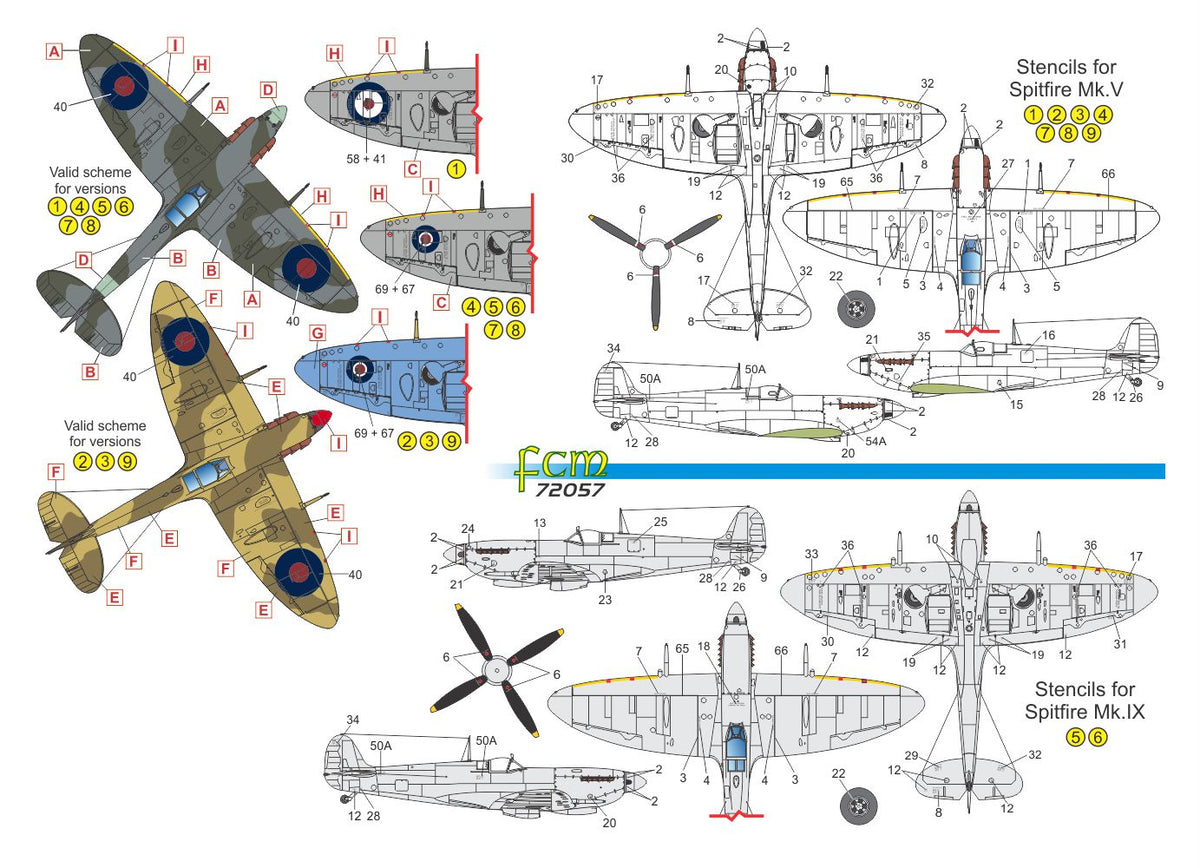 FCM FCM72057 1:72 Supermarine Spitfire Mk.V & Mk.IX - Fellowship of the Bellows