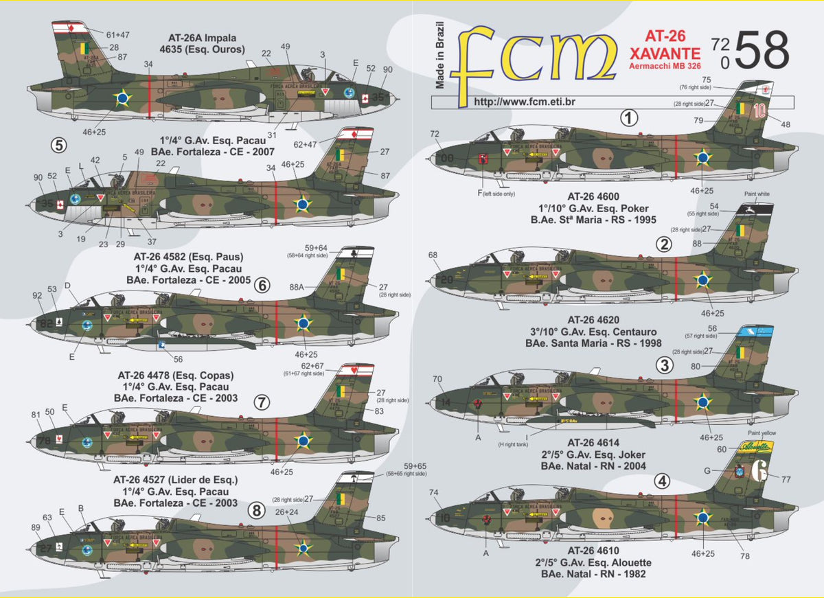 FCM FCM72058 1:72 Aermacchi MB-326 Xavante / Impala (Brazilian Air Force - 10 versions).
