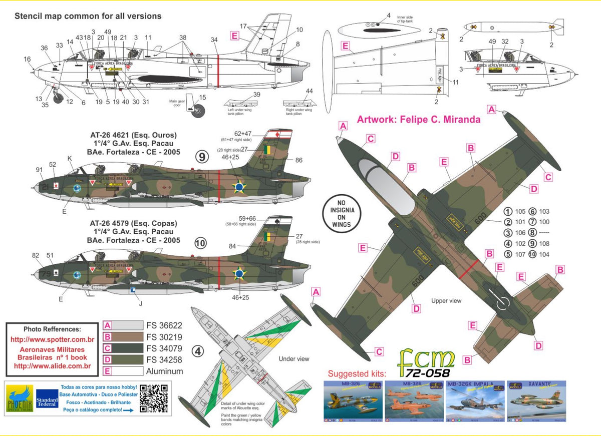 FCM FCM72058 1:72 Aermacchi MB-326 Xavante / Impala (Brazilian Air Force - 10 versions).