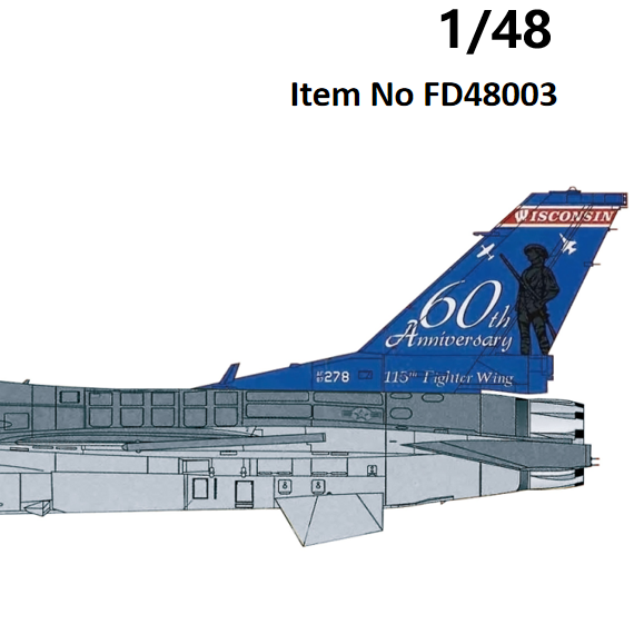 FabScale Studio FD48003 1:48 Lockheed-Martin F-16C Wisconsin ANG 176th FS 60th Anniversary