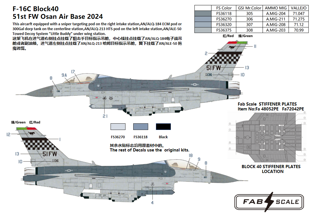FabScale Studio FD48005 1:48 Lockheed-Martin F-16C 51st FW Osan Air Base 2024
