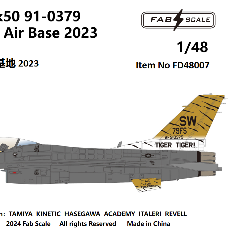 FabScale Studio FD48007 1:48 USAF Lockheed-Martin F-16C Block 50 79th FS Shaw Air Base 2023	soft package