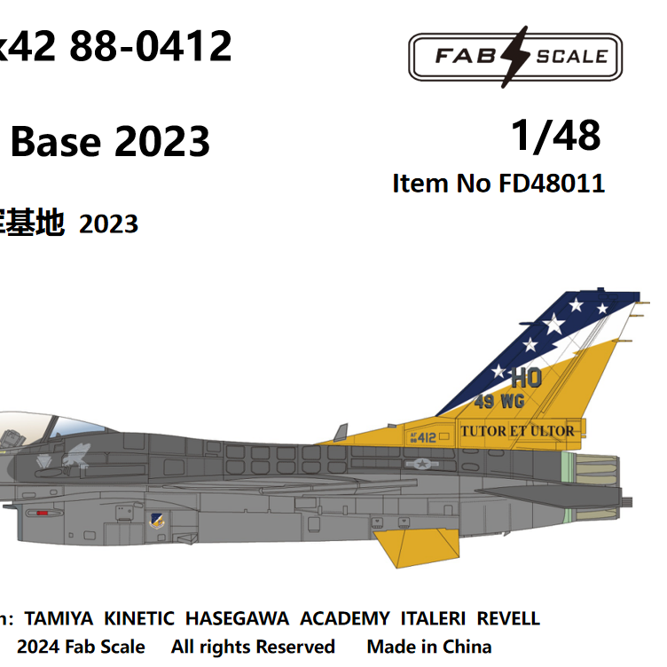 FabScale Studio FD48011 1:48 USAF Lockheed-Martin F-16CM Fighting Falcon Block 42 49th FW Holloman Air Base 2023