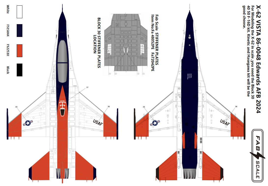 FabScale Studio FD48037 1:48 X-62 VISTA 86-0048 Edwards AFB 2024
