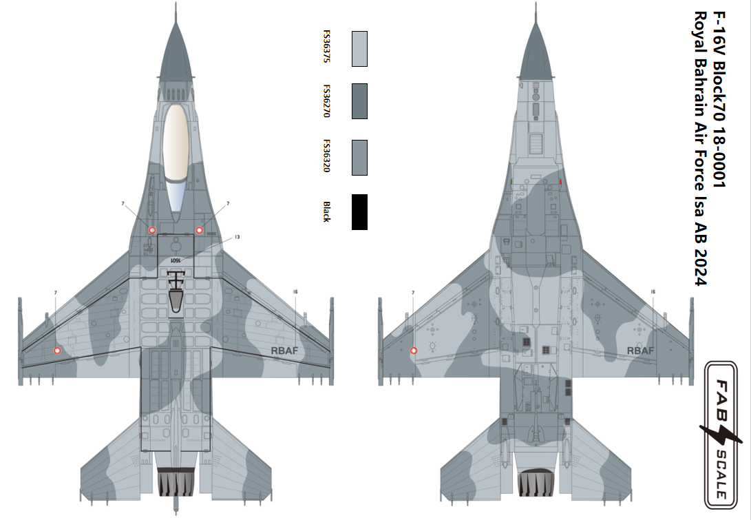 FabScale Studio FD48040 1:48 F-16V Block 70 18-0001 Royal Bahrain Air Force 192nd Filo Isa AB 2024