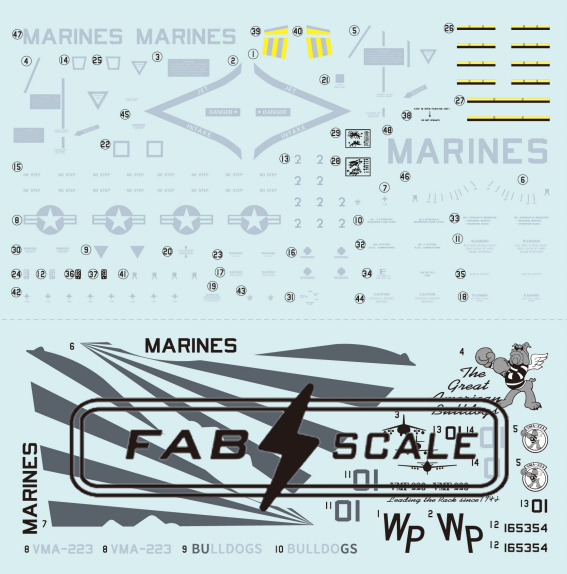 FabScale Studio FD48077 1:48  AV-8B Harrier II Plus VMA-223 BULLDOGS 60th Anniversary 2002