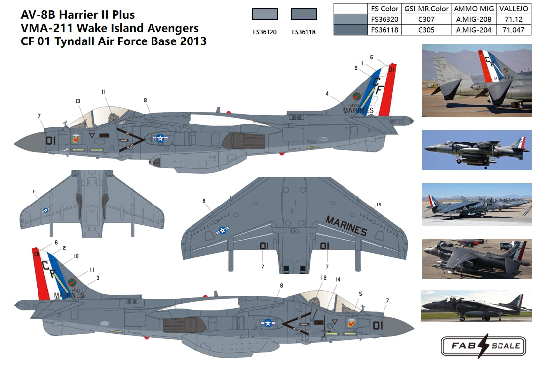 FabScale Studio FD48078 1:48 McDonnell-Douglas AV-8B+ Harrier VMA-211 2013