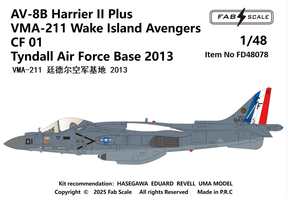 FabScale Studio FD48078 1:48 McDonnell-Douglas AV-8B+ Harrier VMA-211 2013