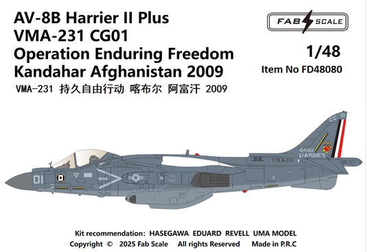 FabScale Studio FD48080 1:48 AV-8B+ Harrier VMA-231 Afghanistan 2009
