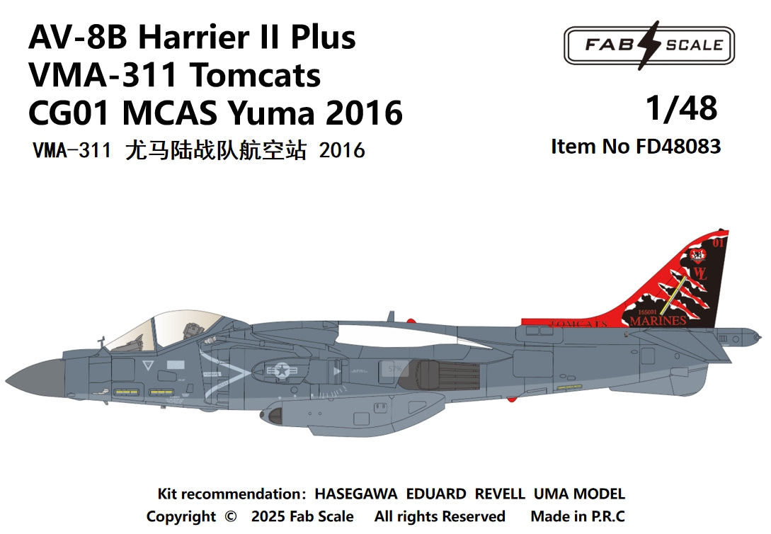 FabScale Studio FD48083 1:48 McDonnell-Douglas AV-8B+ Harrier VMA-311 2016