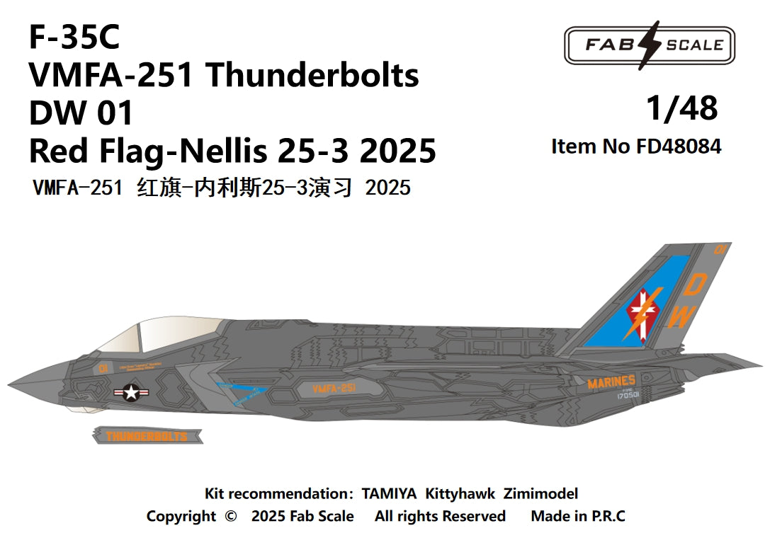 FabScale Studio FD48084 1:48 Lockheed-Martin F-35C VMFA-251 Thunderbolts 2025