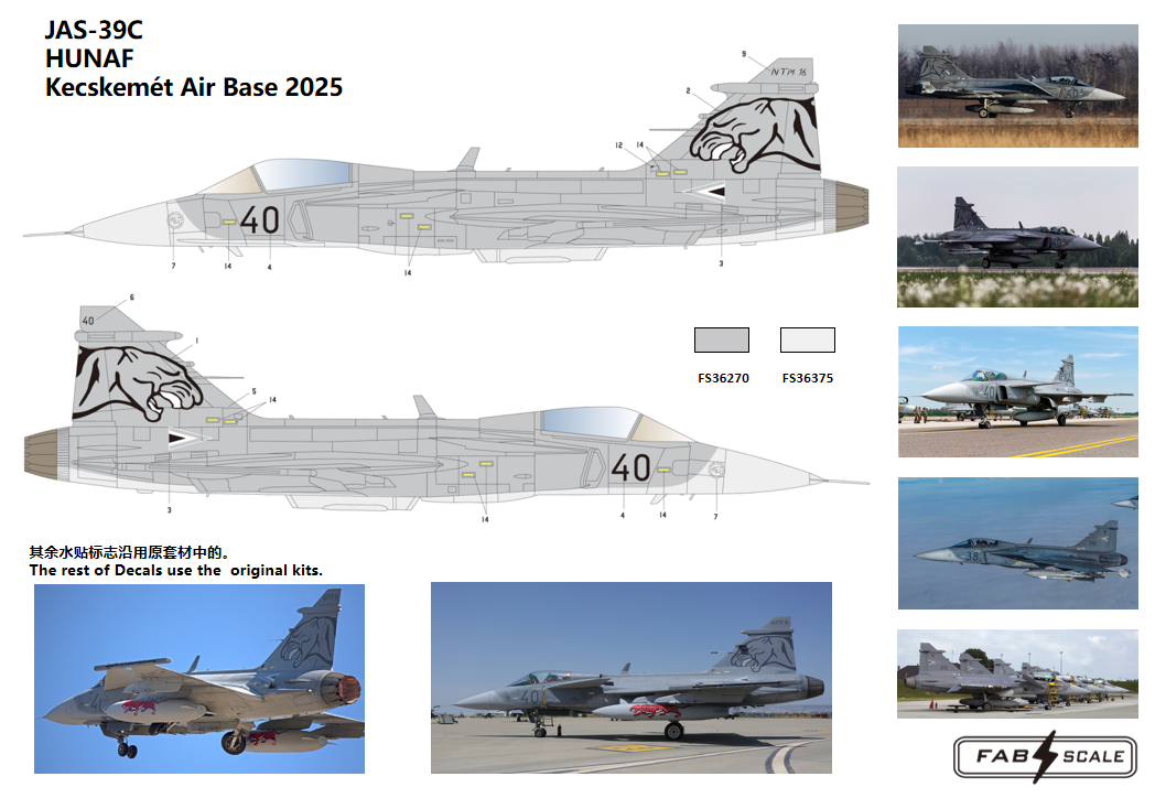 FabScale Studio FD48093 1:48 Saab JAS-39C HUNAF KecskemÃ©t Air Base 2025'
