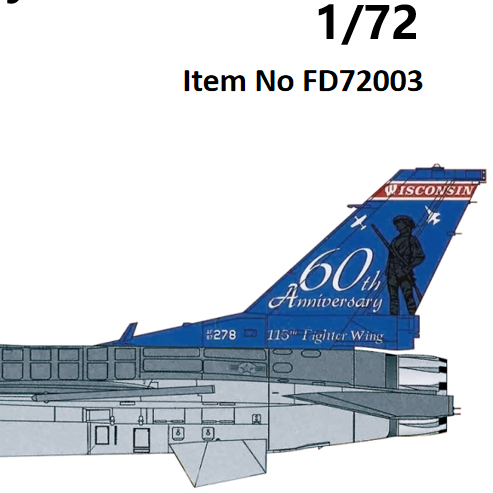 FabScale Studio FD72003 1:72 Lockheed-Martin F-16C Wisconsin ANG 176th FS 60th Anniversary