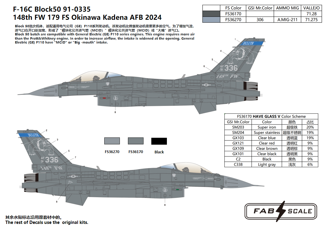 FabScale Studio FD72031 1:72 F-16C Block 50 91-0335 148th FW 179 FS Okinawa Kadena AFB 2024