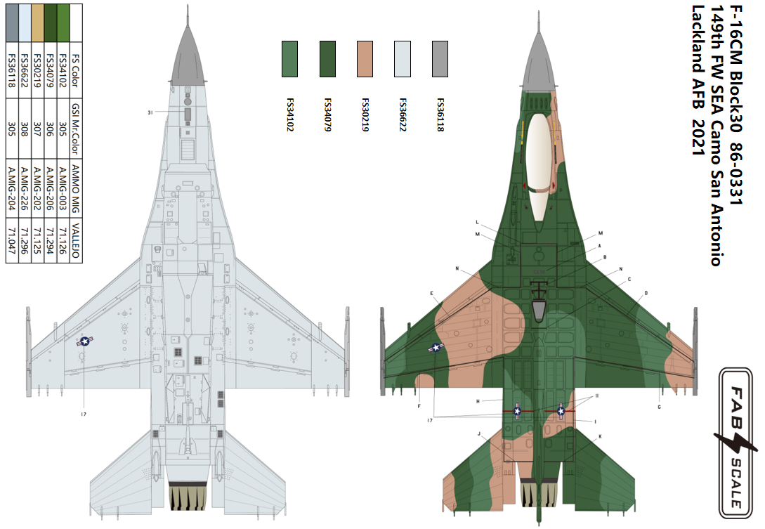 FabScale Studio FD72032 1:72 F-16CM Block30 86-0331 149th FW SEA Camo San Antonio Lackland AFB 2021