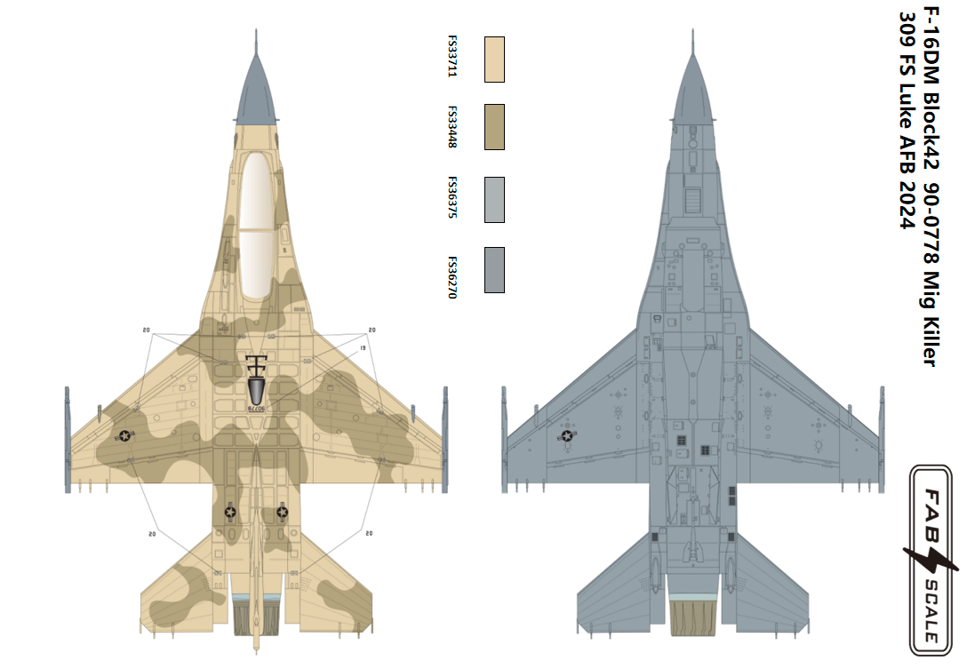 FabScale Studio FD72033 1:72 F-16DM Block42 90-0778 Mig Killer 309th FS Luke AFB 2024