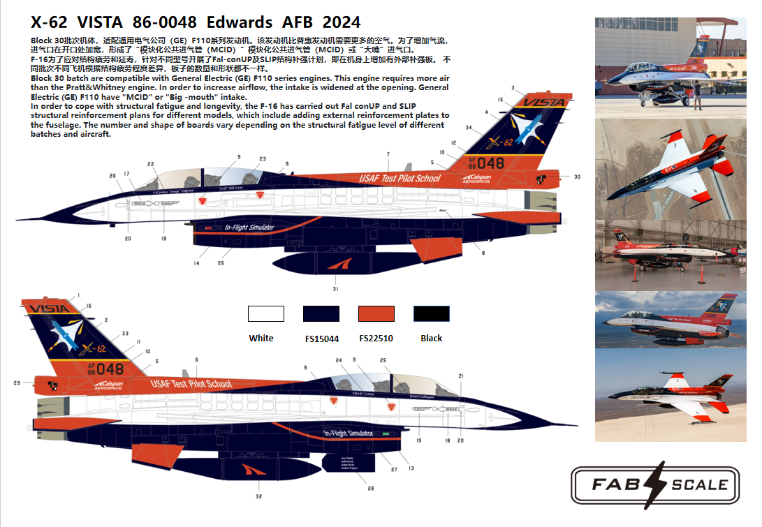 FabScale Studio FD72037 1:72 X-62 VISTA 86-0048 Edwards AFB 2024