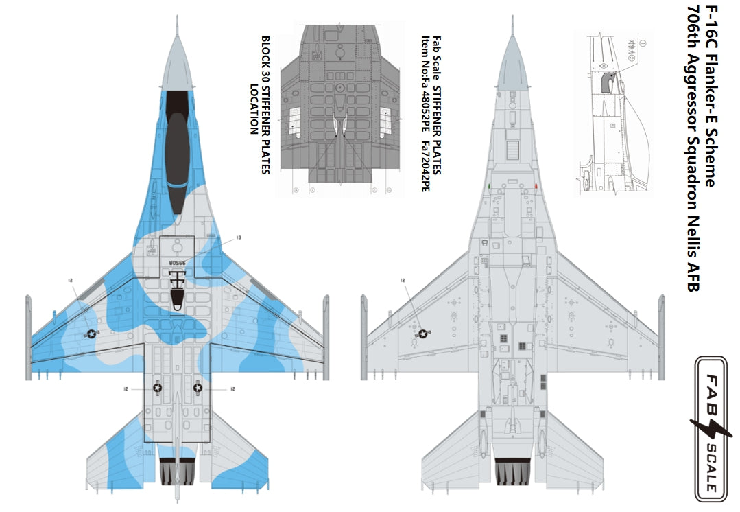 FabScale Studio FD72048 1:72 F-16C Fighting Falcon Block 30 Flanker-E Scheme 706th Aggressor Squadron Nellis AFB