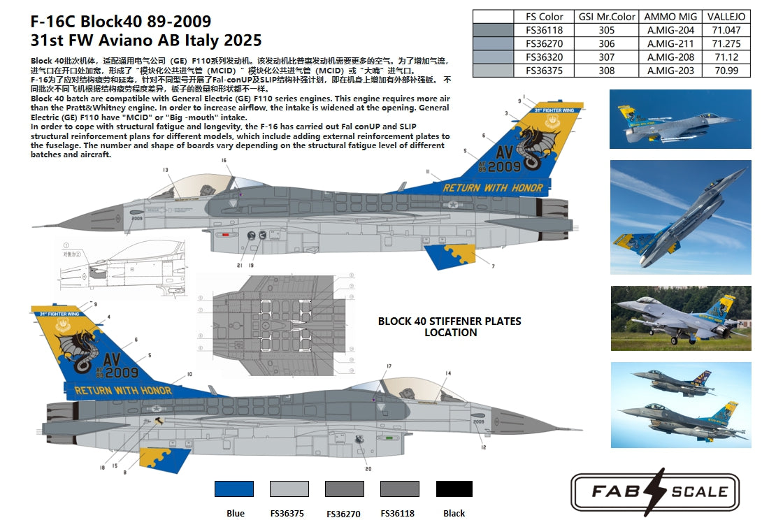 FabScale Studio FD72065 1:72 F-16C Block 40 89-2009 31st FW Aviano AB Italy 2025