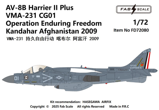 FabScale Studio FD72080 1:72 McDonnell-Douglas AV-8B+ Harrier VMA-231 Afghanistan 2009