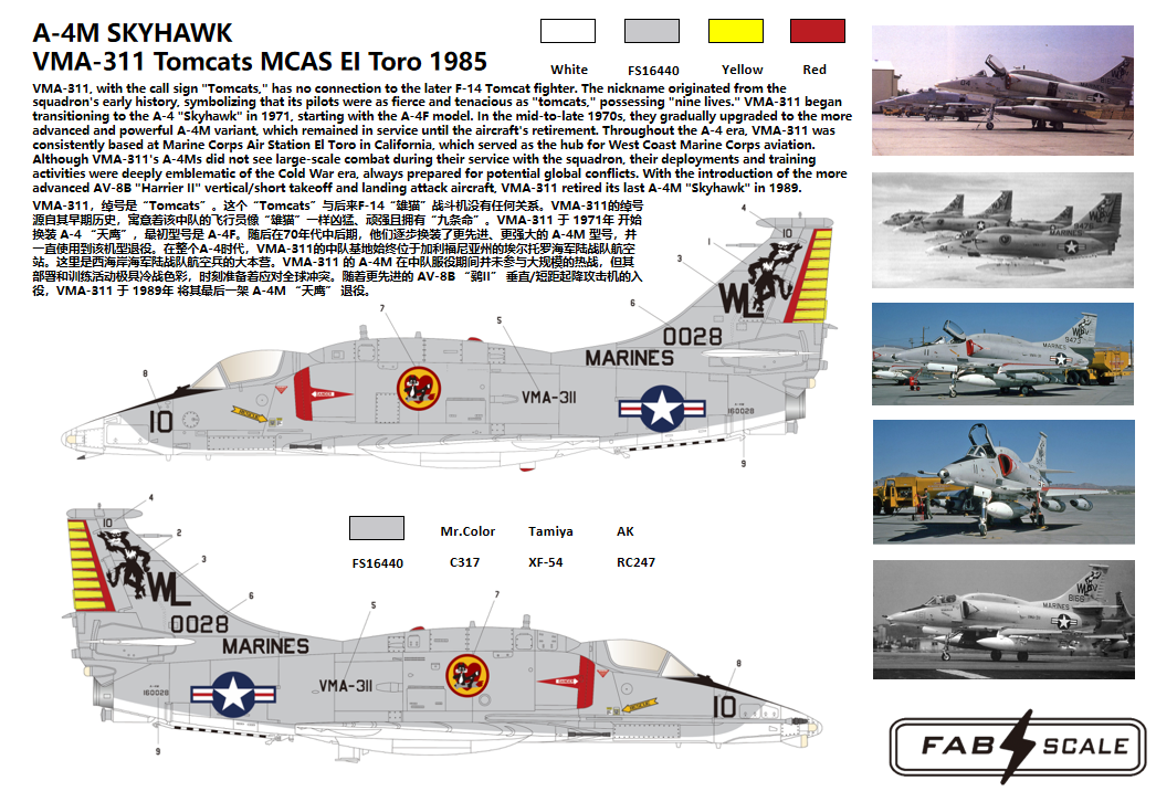 FabScale Studio FD72087 1:72 Douglas A-4M Skyhawk VMA-311 Tomcats