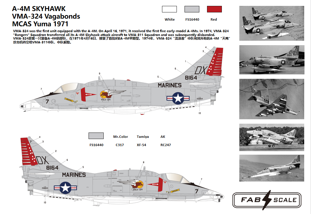 FabScale Studio FD72089 1:72 Douglas A-4M Slyhawk VMA-324 Vagabonds MCAS Yuma 1971'