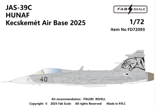 FabScale Studio FD72093 1:72 Saab JAS-39C HUNAF KecskemÃ©t Air Base 2025