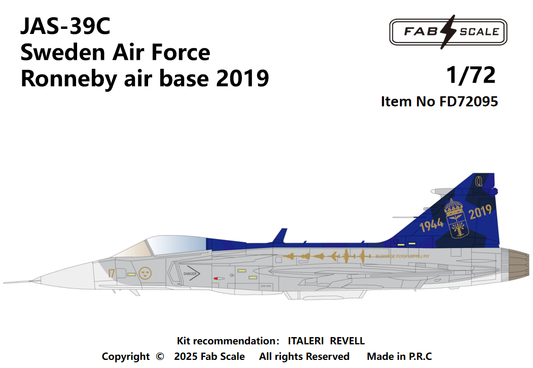 FabScale Studio FD72095 1:72 Saab JAS-39C Sweden Air Force Ronneby Air Base 2019