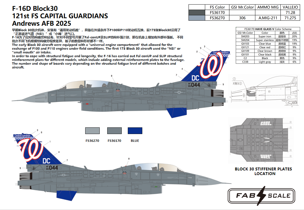 FabScale Studio FD72096 1:72 F-16D Block 30 121st FS CAPITAL GUARDIANS Andrews AFB 2025