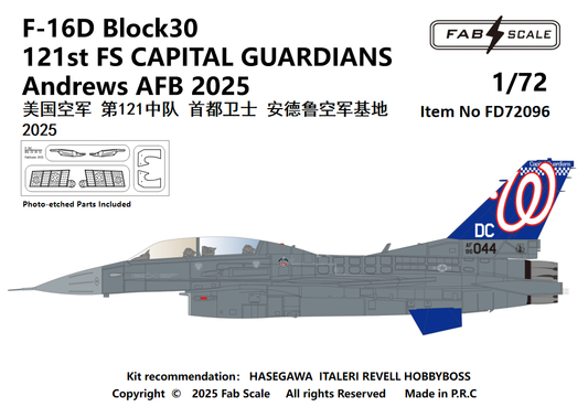 FabScale Studio FD72096 1:72 F-16D Block 30 121st FS CAPITAL GUARDIANS Andrews AFB 2025