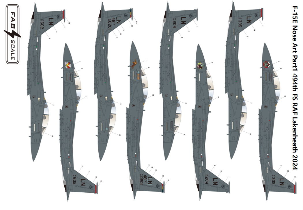 FabScale Studio FD72098 1:72 McDonnell F-15E Eagle Nose Art Part 1 RAF Lakenheath 2024