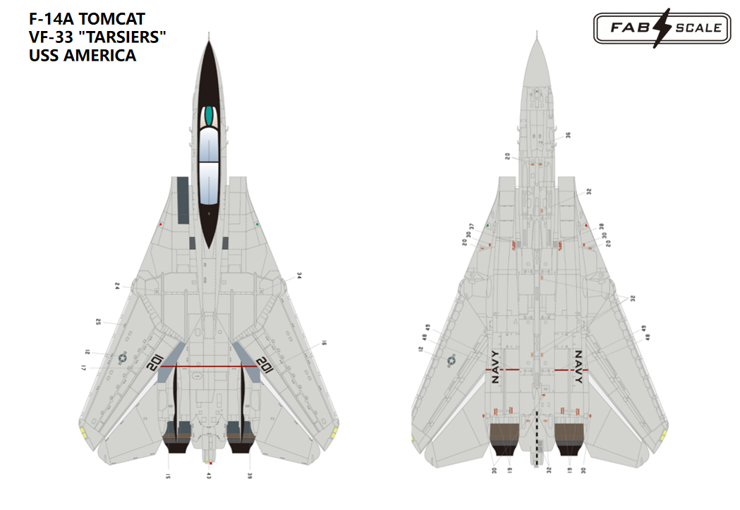 FabScale Studio FD72105 1:72 Grumman F-14A TOMCAT VF-33 'TARSIERS' USS AMERICA